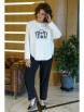 Брючный костюм артикул: 2418 молоко+черный от AlaniCollection - вид 1